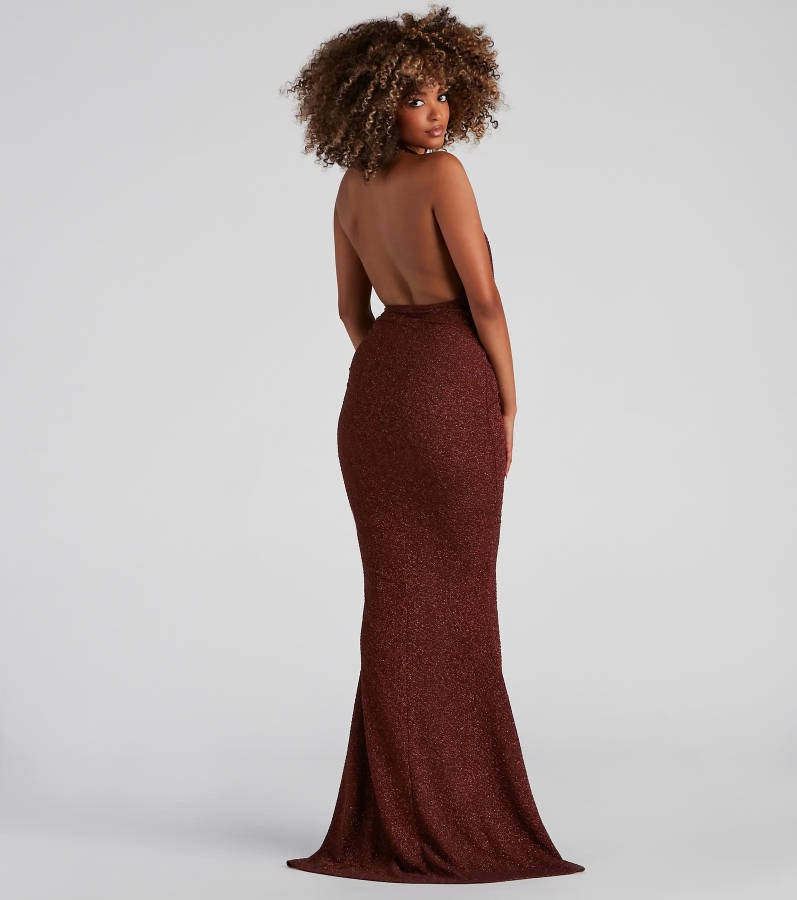 Kesha Formal Glitter Cowl Neck Dress - Image 2