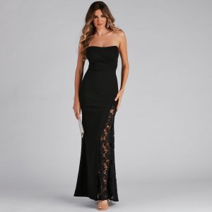 Clyde Formal Crepe Corset Lace Mermaid Dress