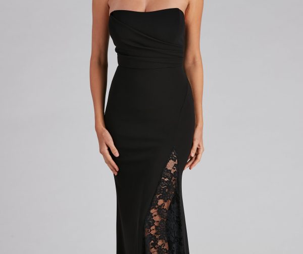 Clyde Formal Crepe Corset Lace Mermaid Dress - Image 3