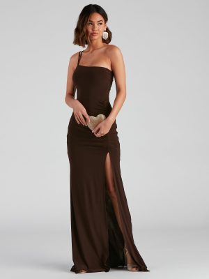Rya Formal One Shoulder High Slit Dress