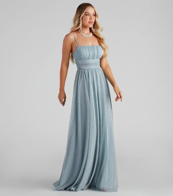 Adler Formal Metallic Sparkle A-Line Dress - Image 3