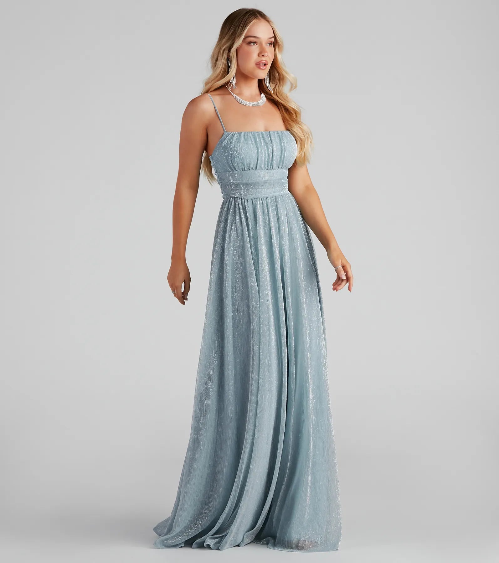 Adler Formal Metallic Sparkle A-Line Dress - Image 3