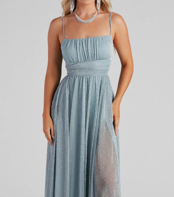 Adler Formal Metallic Sparkle A-Line Dress - Image 4