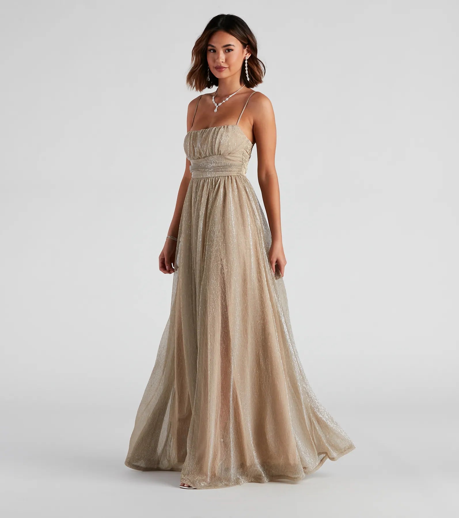 Adler Formal Metallic Sparkle A-Line Dress - Image 5