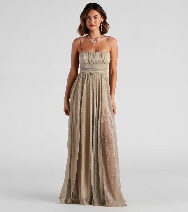 Adler Formal Metallic Sparkle A-Line Dress - Image 7