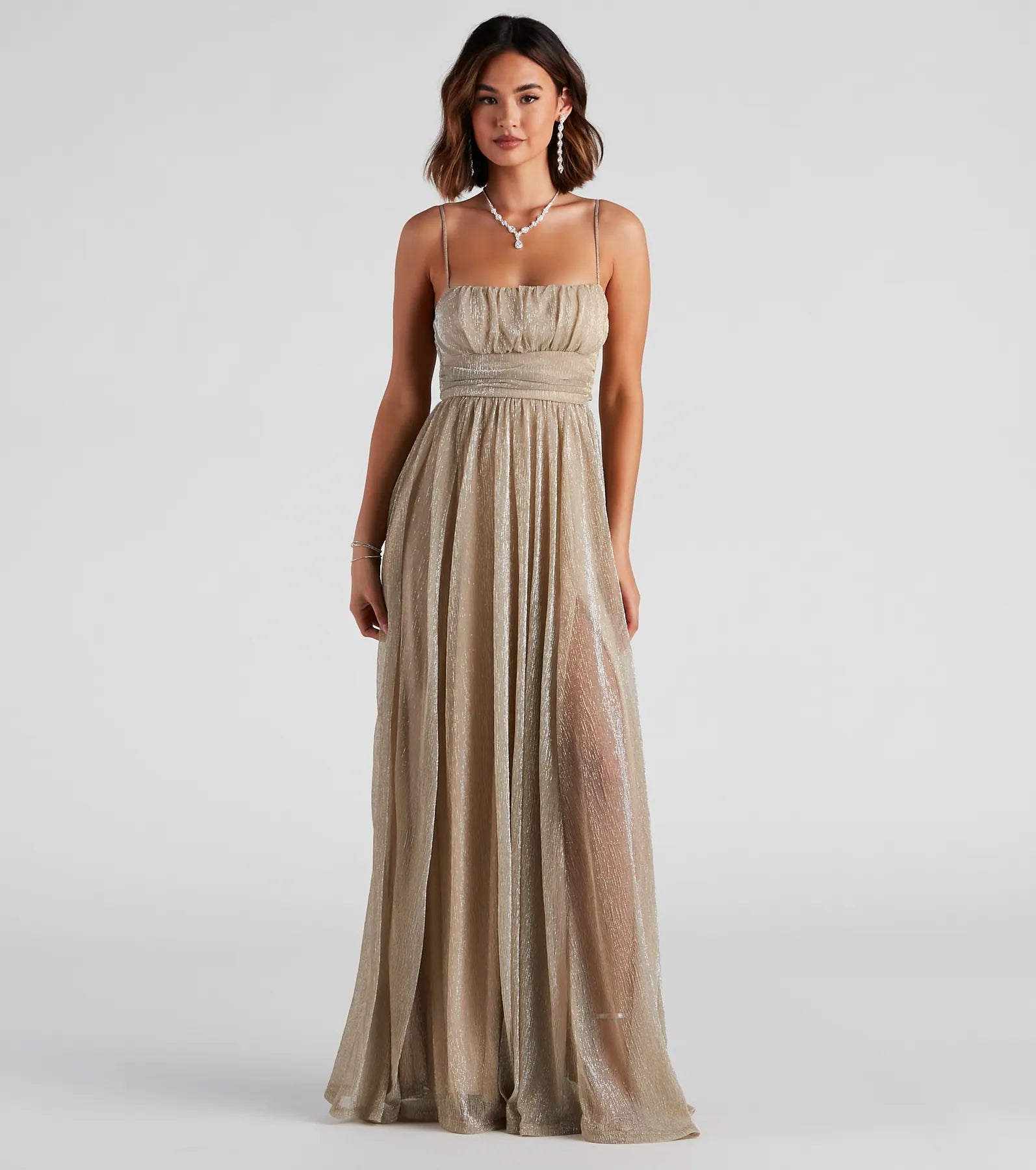 Adler Formal Metallic Sparkle A-Line Dress - Image 7
