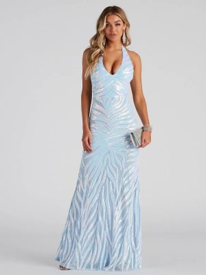 Jailene Formal Sequin Halter Dress