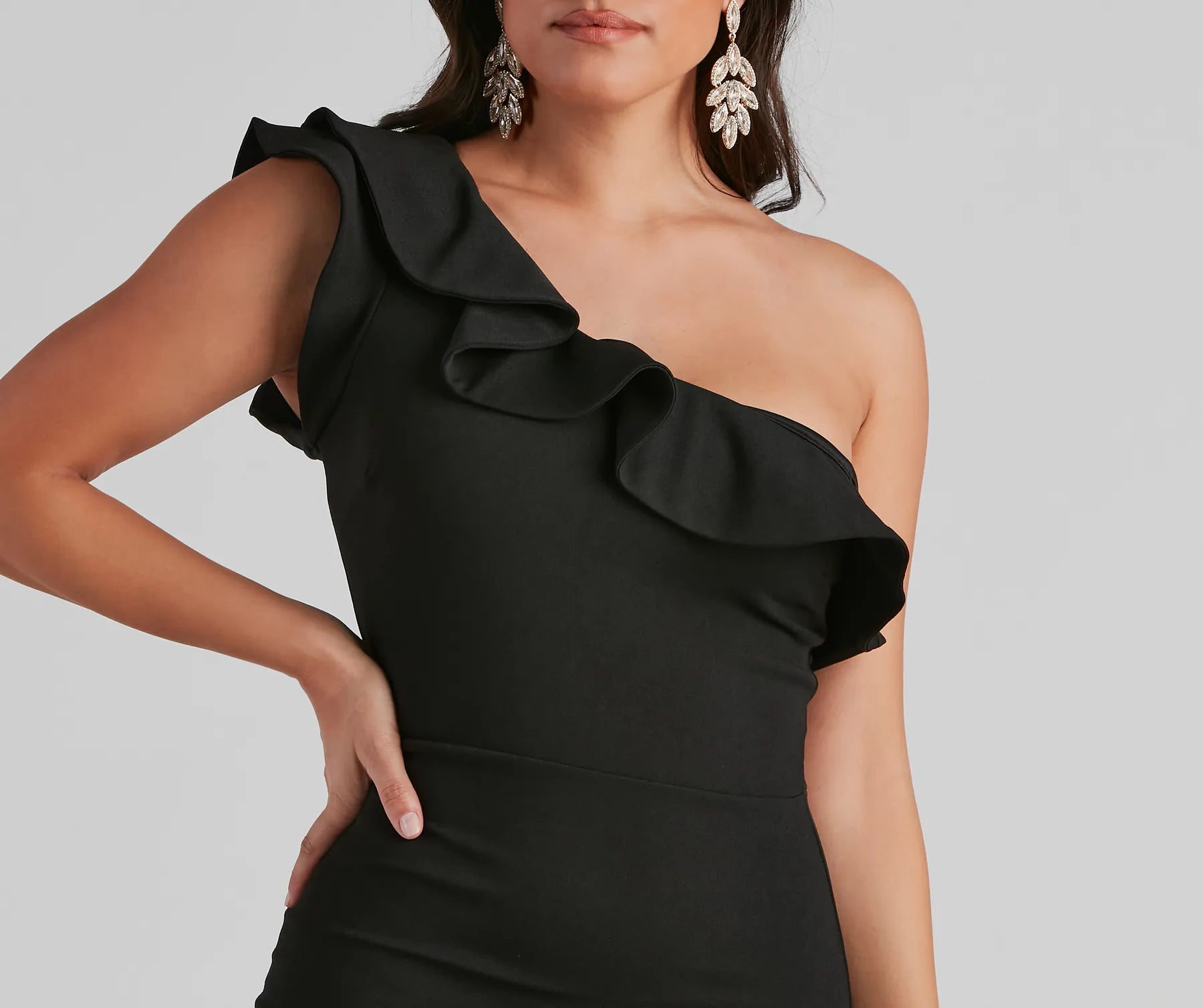 Karrigan Formal One Shoulder Crepe Dress - Image 8