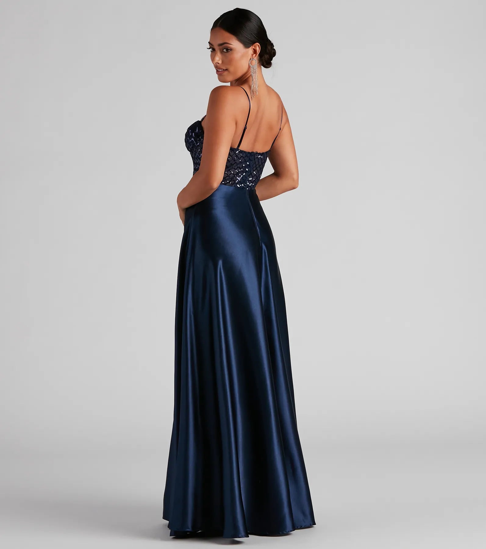 Brookelle Sequin Sweetheart Satin Formal Dress - Image 2