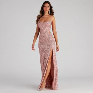 Kristina Formal Sequin Cutout Dress