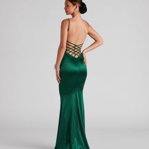 Camille Formal Satin Caged Dress