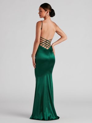 Camille Formal Satin Caged Dress