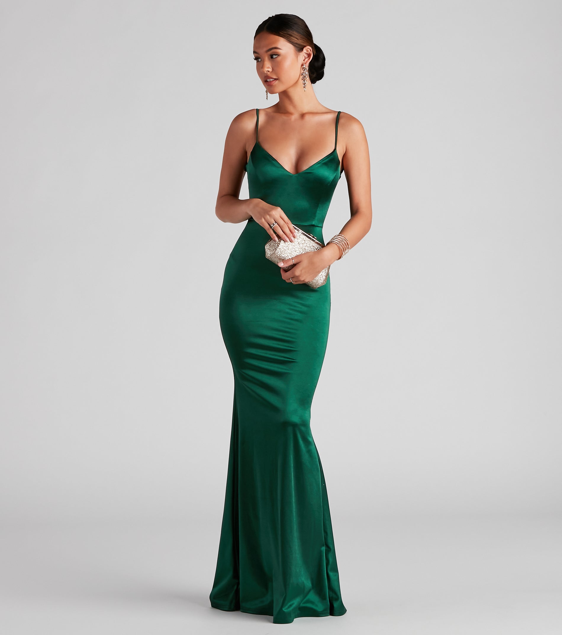 Camille Formal Satin Caged Dress - Image 3
