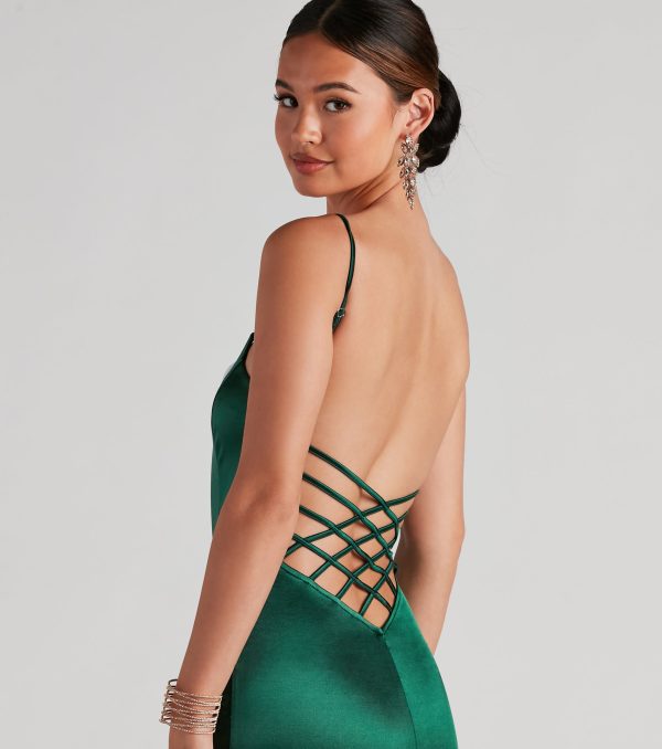 Camille Formal Satin Caged Dress - Image 4
