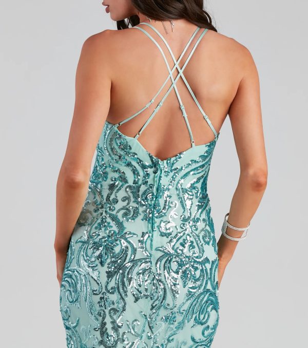 Aliyah Formal Sequin Lace Back Dress - Image 2