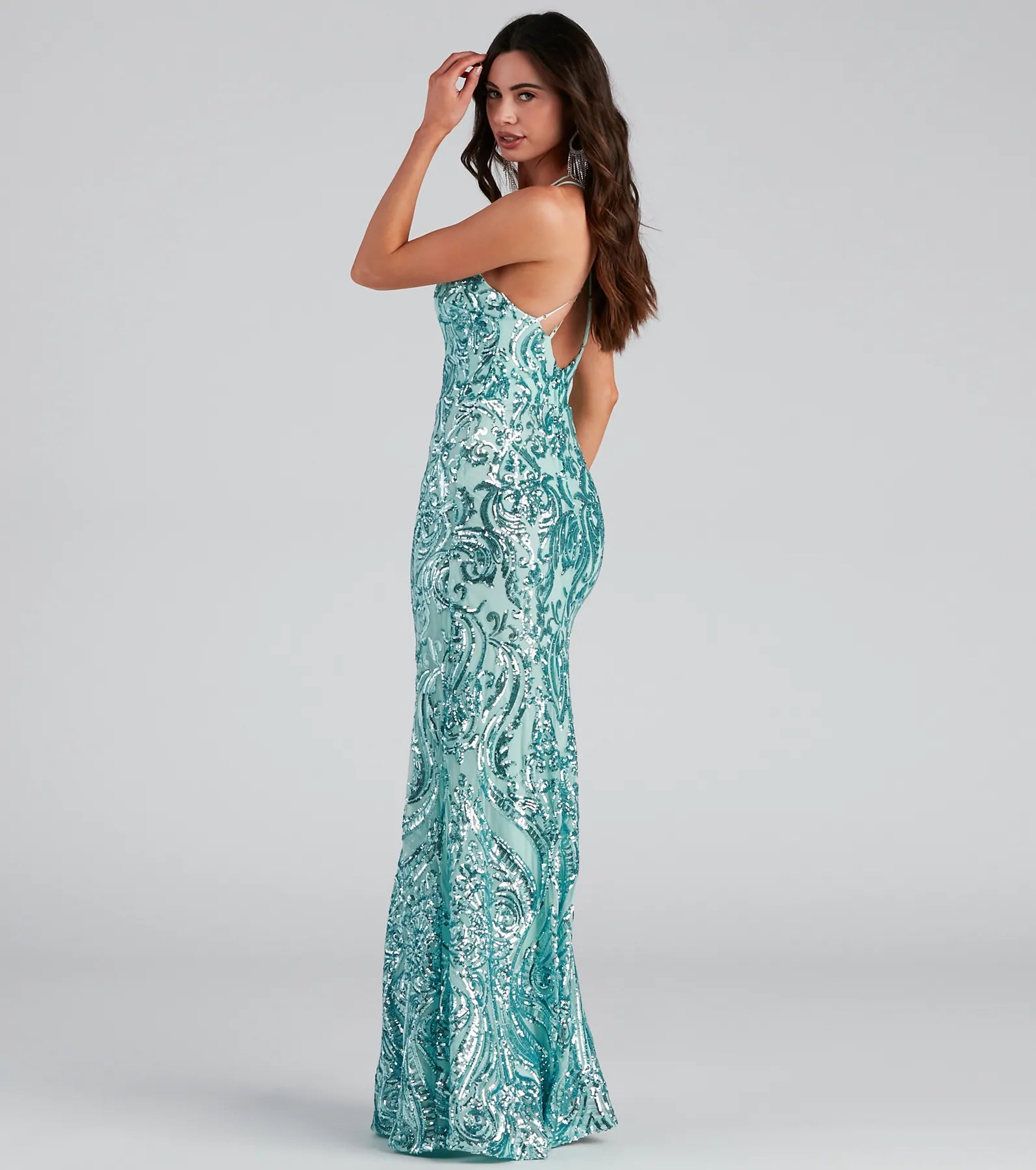 Aliyah Formal Sequin Lace Back Dress - Image 3