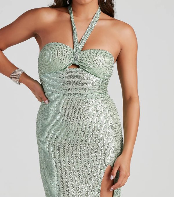 Kasey Formal Sequin Halter Dress - Image 4