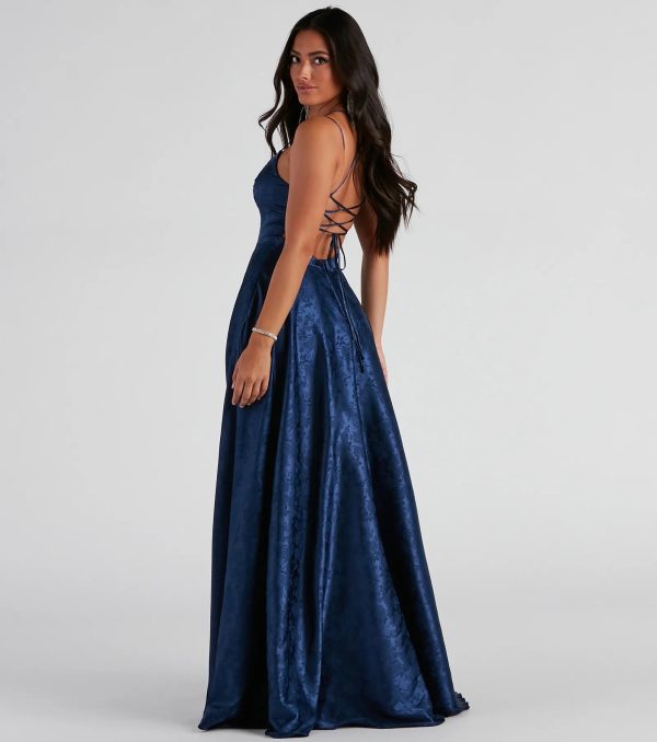 Abby Floral Jacquard Ball Gown - Image 2