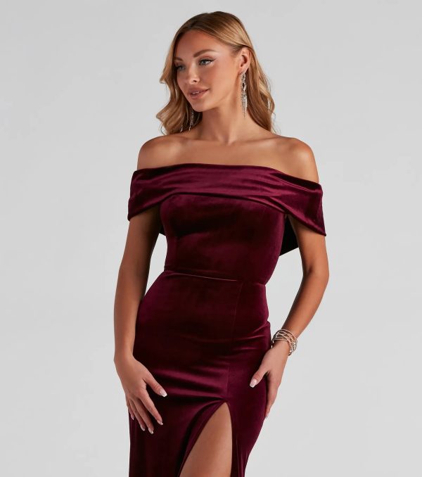 Olivia Formal Velvet Off-The-Shoulder Dress - Image 12