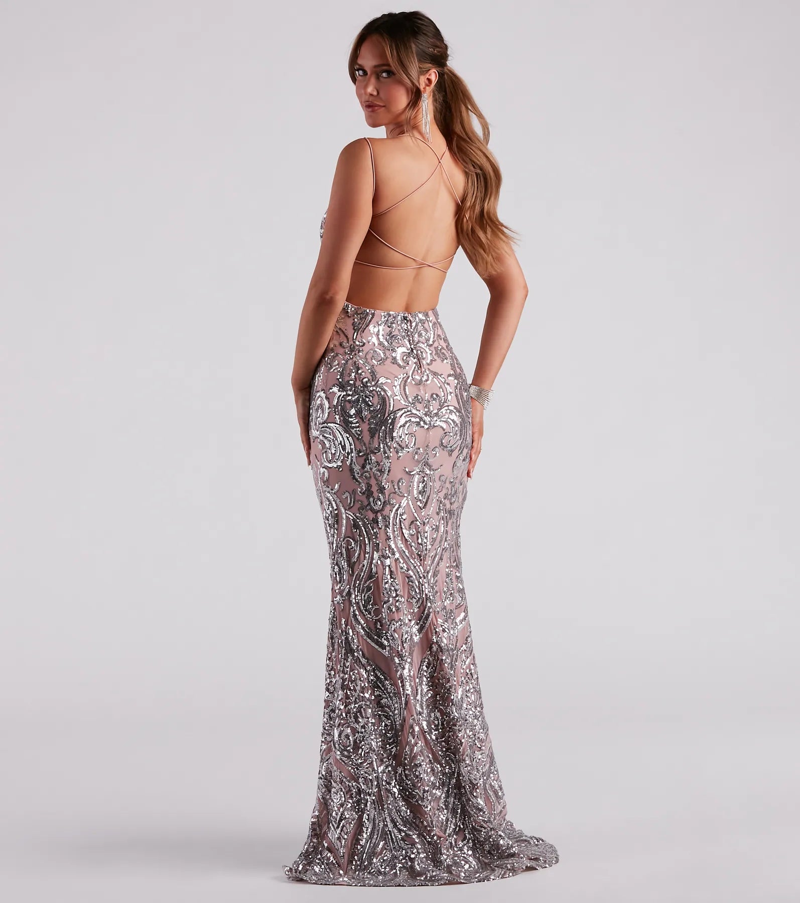 Kenzie Formal Sequin X-Back Dress - Image 6