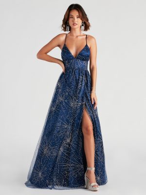 Tricia Formal Glitter A-Line Dress