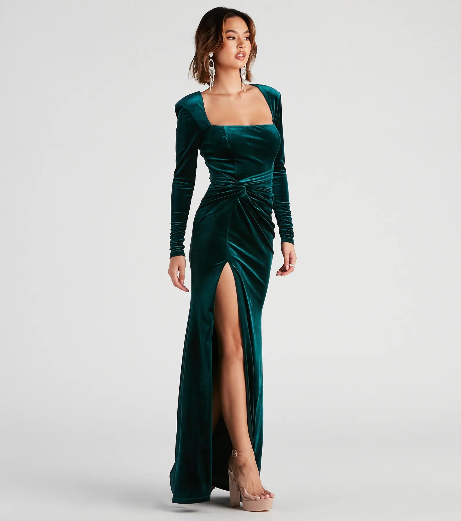 Mindy Formal Velvet Knot Dress - Image 3