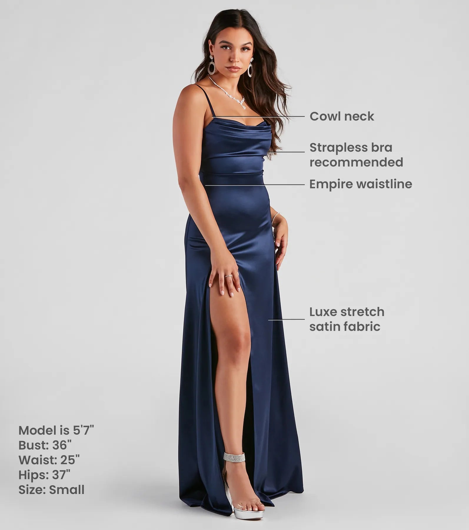 Marissa Formal Satin Cowl Neck Dress - Image 10