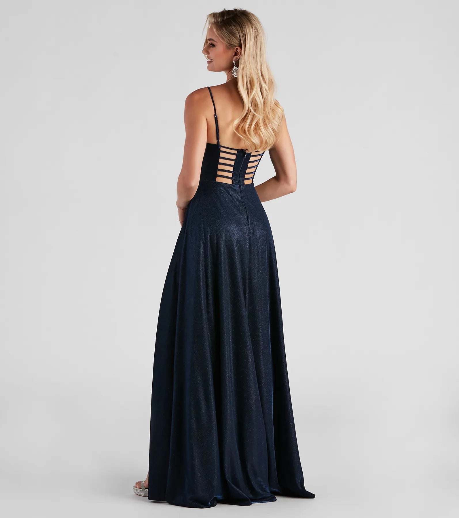 Lizzie Formal Glitter Caged A-Line Dress - Image 6