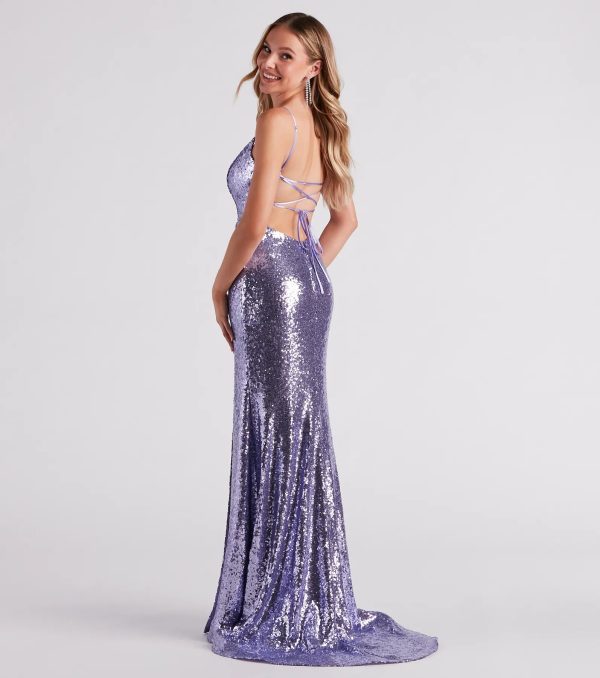 Kellie Formal Sequin Lace-Up Dress - Image 2