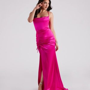 Serenity Ruched Satin Formal Dress