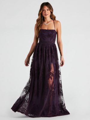 Desiree Formal Flocked Mesh Dress