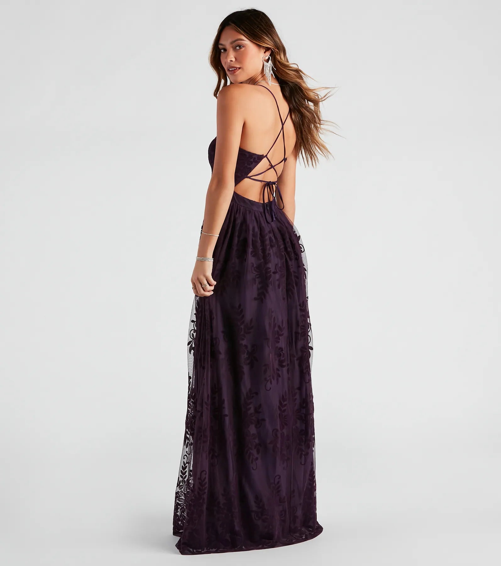 Desiree Formal Flocked Mesh Dress - Image 2