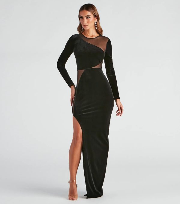 Saylor Velvet Mesh Formal Dress - Image 3