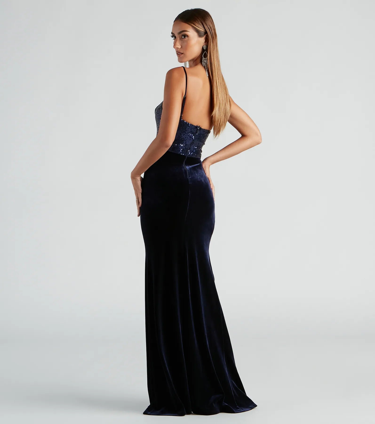 Kira Sequin Velvet Mermaid Dress - Image 4