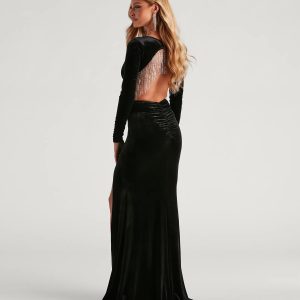 Julian Formal Velvet Rhinestone Trim Dress