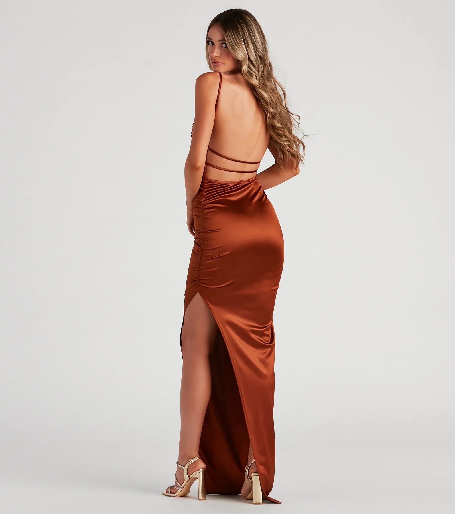 Alani Strappy Back Satin Formal Dress - Image 6