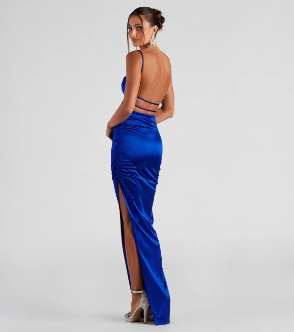 Alani Strappy Back Satin Formal Dress - Image 2