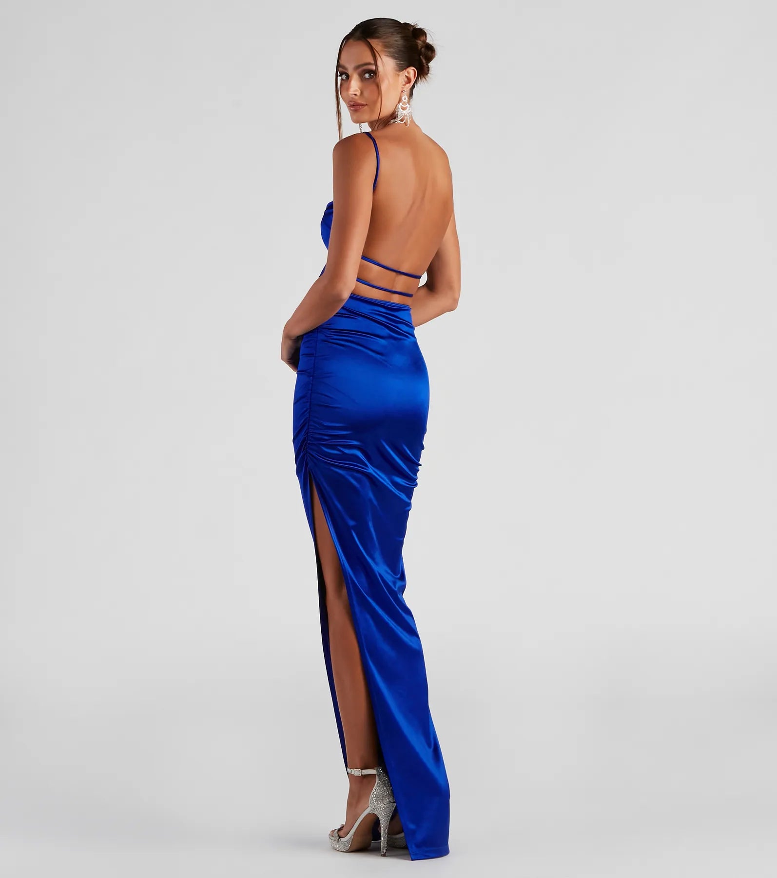 Alani Strappy Back Satin Formal Dress - Image 2