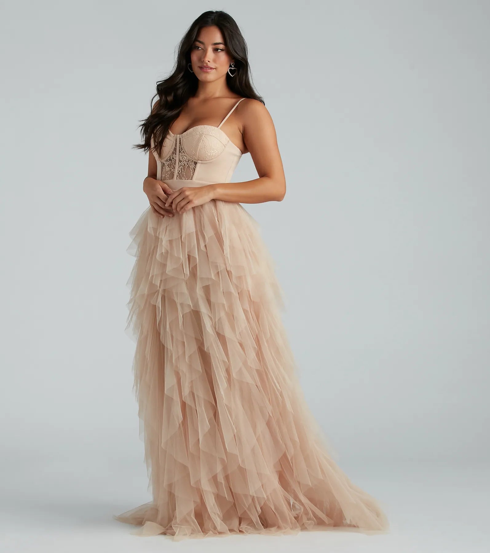 Ruth Formal Lace Tulle Ruffled Dress - Image 9