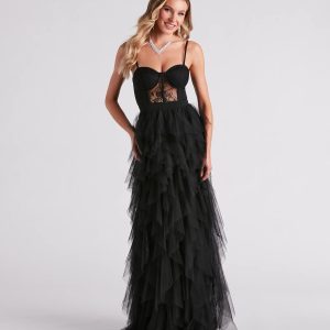 Ruth Formal Lace Tulle Ruffled Dress