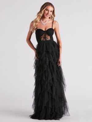 Ruth Formal Lace Tulle Ruffled Dress