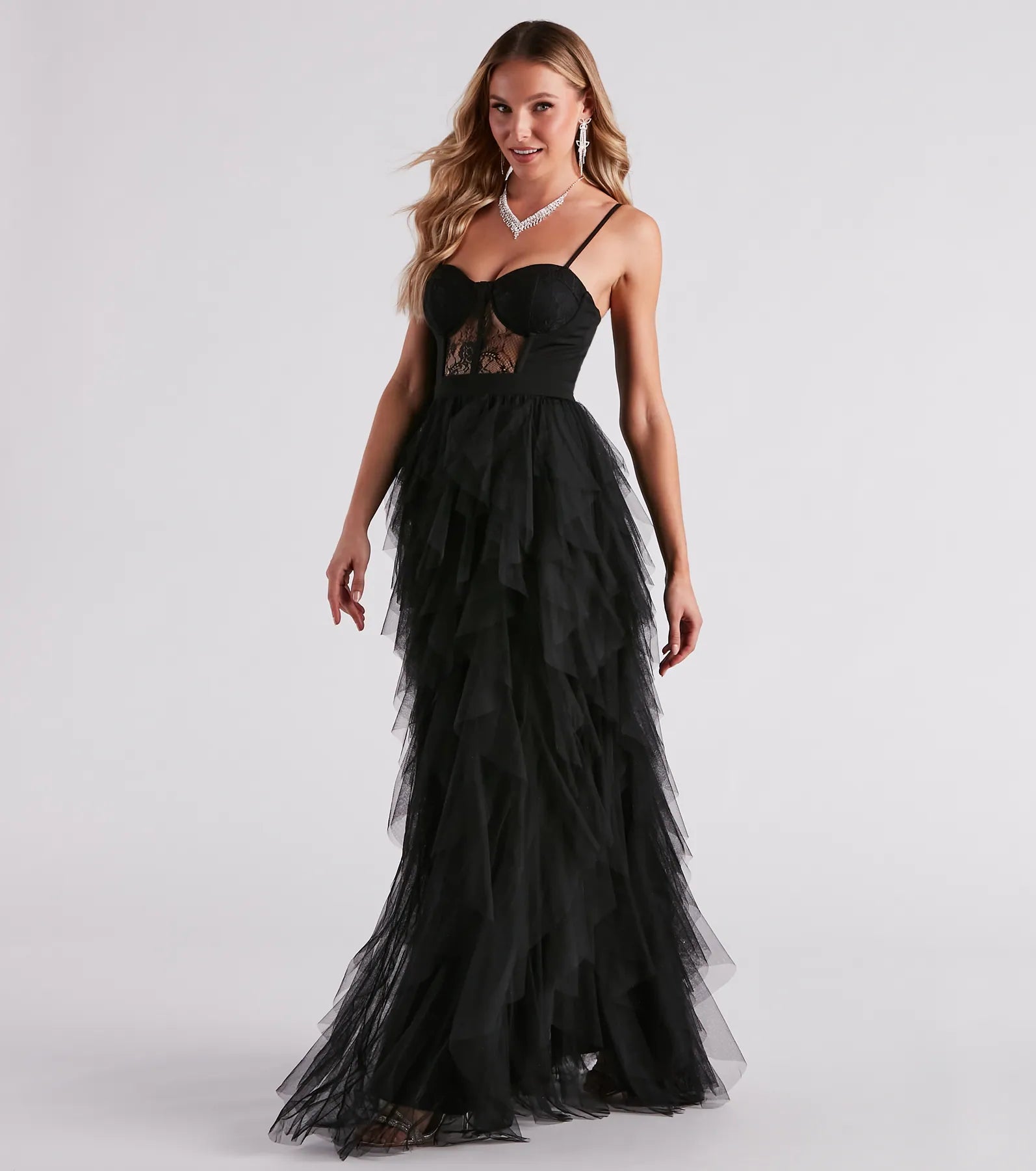 Ruth Formal Lace Tulle Ruffled Dress - Image 3