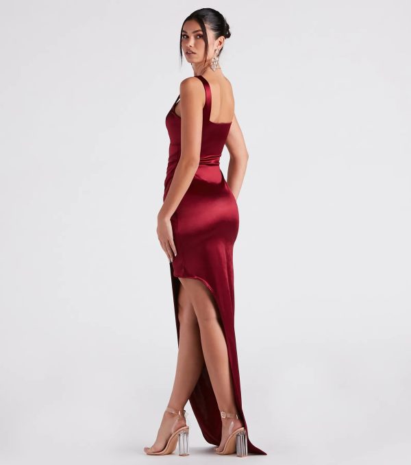 Callie High Slit Satin Formal Dress - Image 2