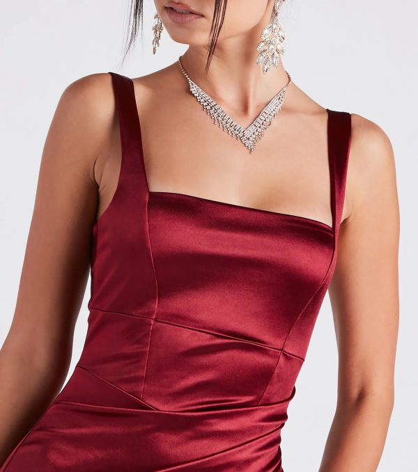 Callie High Slit Satin Formal Dress - Image 4