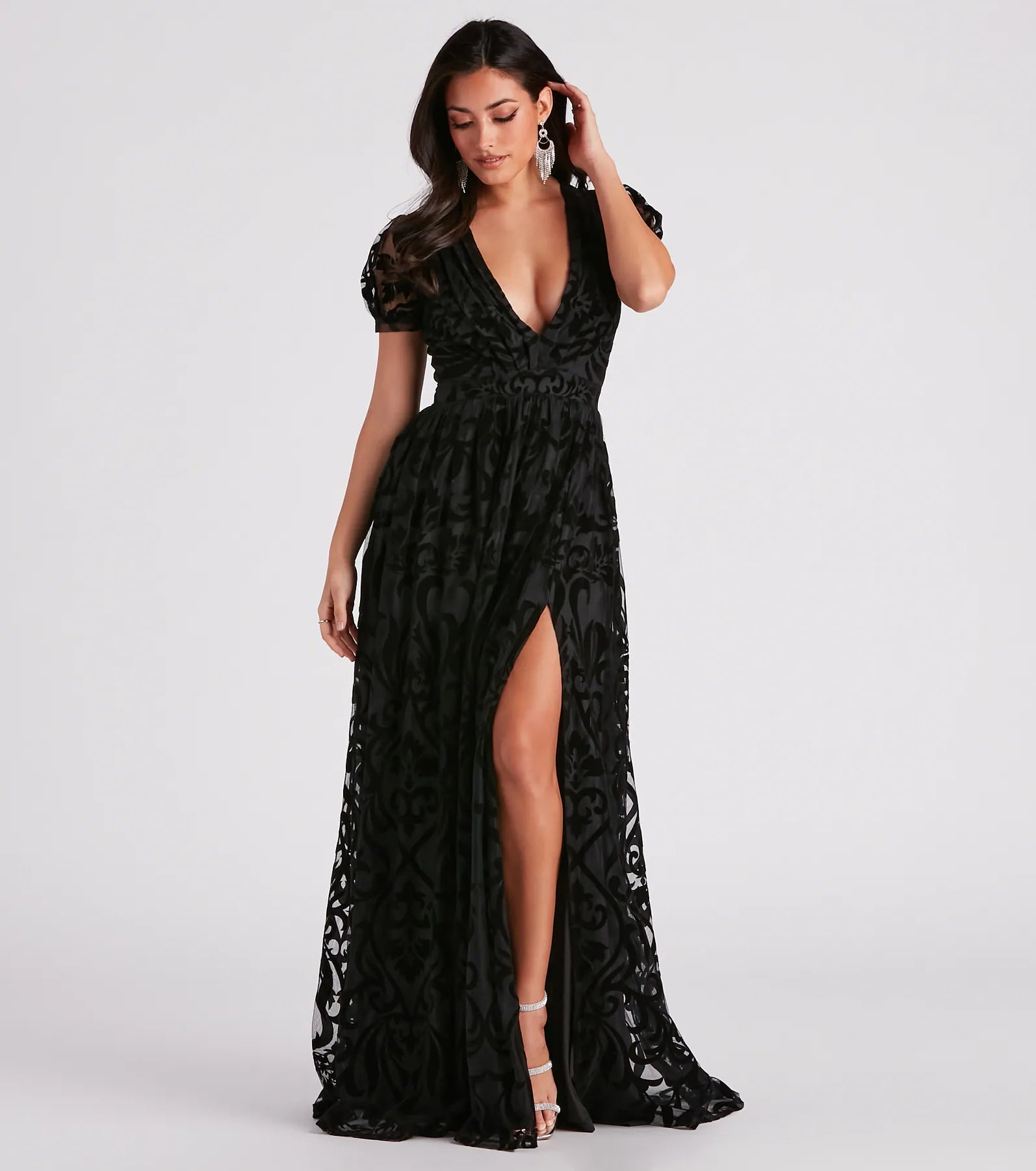 Kassidy Formal Flocked Velvet Dress - Image 5