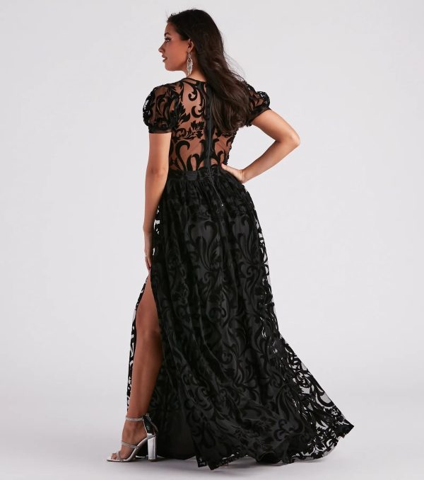 Kassidy Formal Flocked Velvet Dress - Image 6