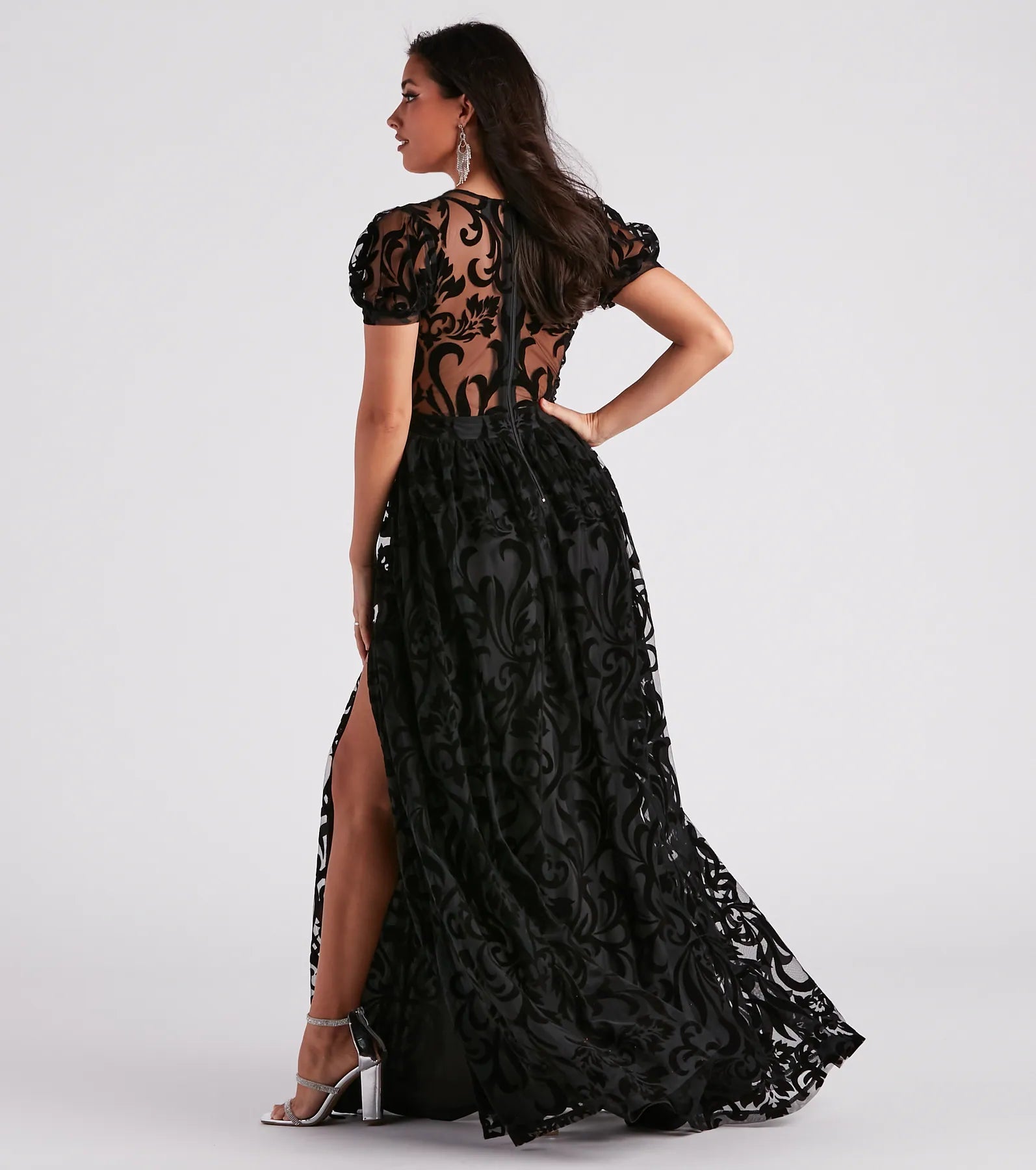 Kassidy Formal Flocked Velvet Dress - Image 6