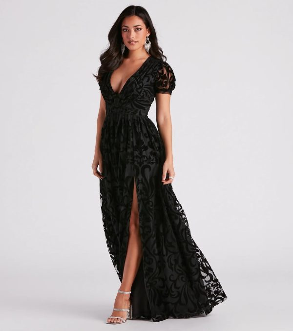 Kassidy Formal Flocked Velvet Dress - Image 7