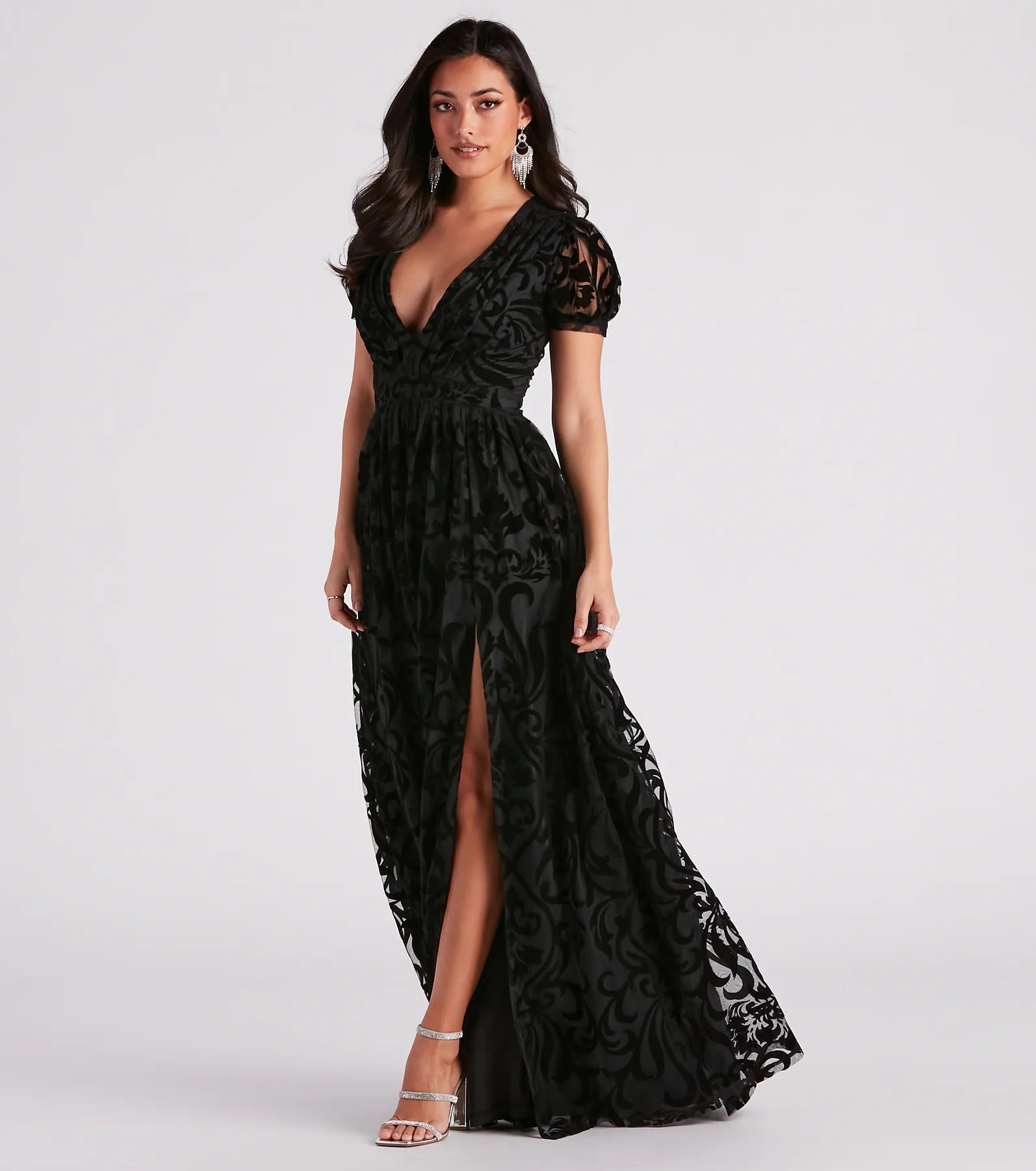 Kassidy Formal Flocked Velvet Dress - Image 7