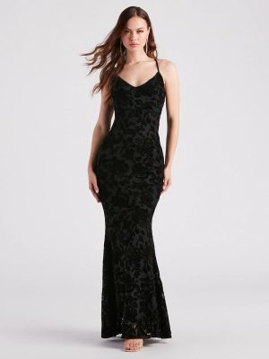 Eloise Formal Velvet Lace-Up Mermaid Dress